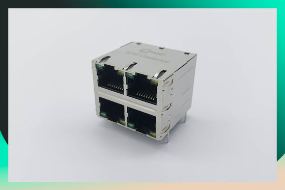 PBT Housing 2X2 RJ45 Modular Jack With Gigabit Transformer