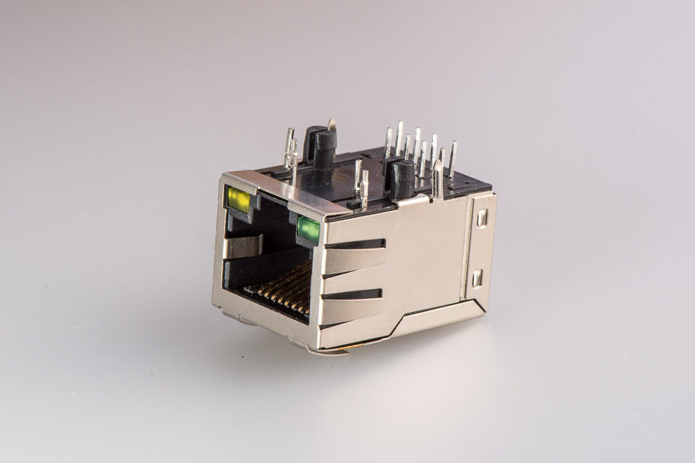 Integrated Magnetics POE RJ45 Connector , RJ45 8p8c Modular Connector With Shield / LED Transformers